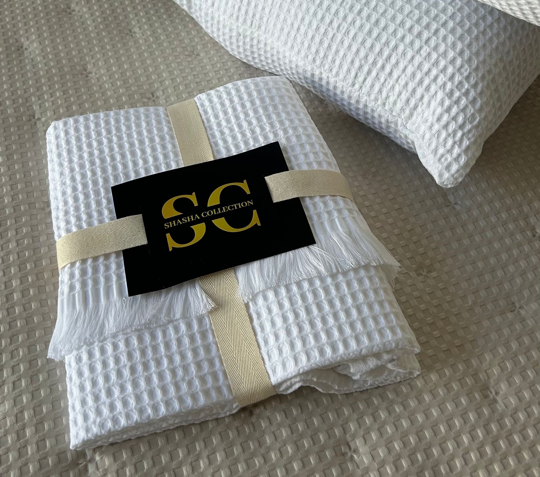 Plaid Decorativo de Cama en Crochet 100% Algodón | Diseño Premium y Elegante