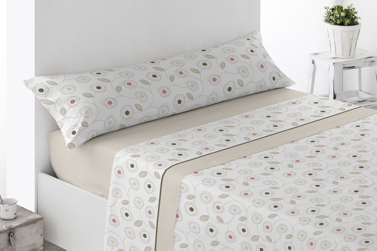 Juego de Sábanas de Coralina Modelo HOJA — Diseño Gráfico Moderno para Dormitorios con Estilo
