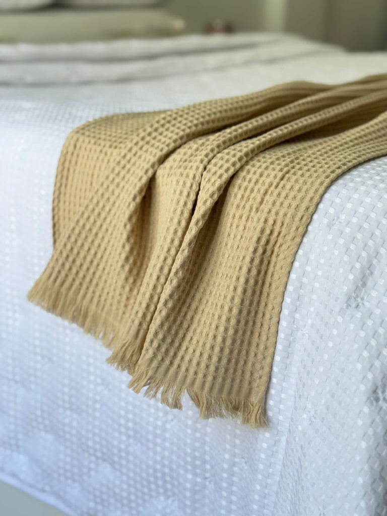 Plaid Decorativo de Cama en Crochet 100% Algodón | Diseño Premium y Elegante